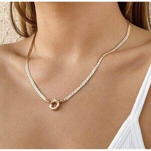18K Gold Plate Snake Necklace Charm Pendant Holder Stainless Steel jewelry
